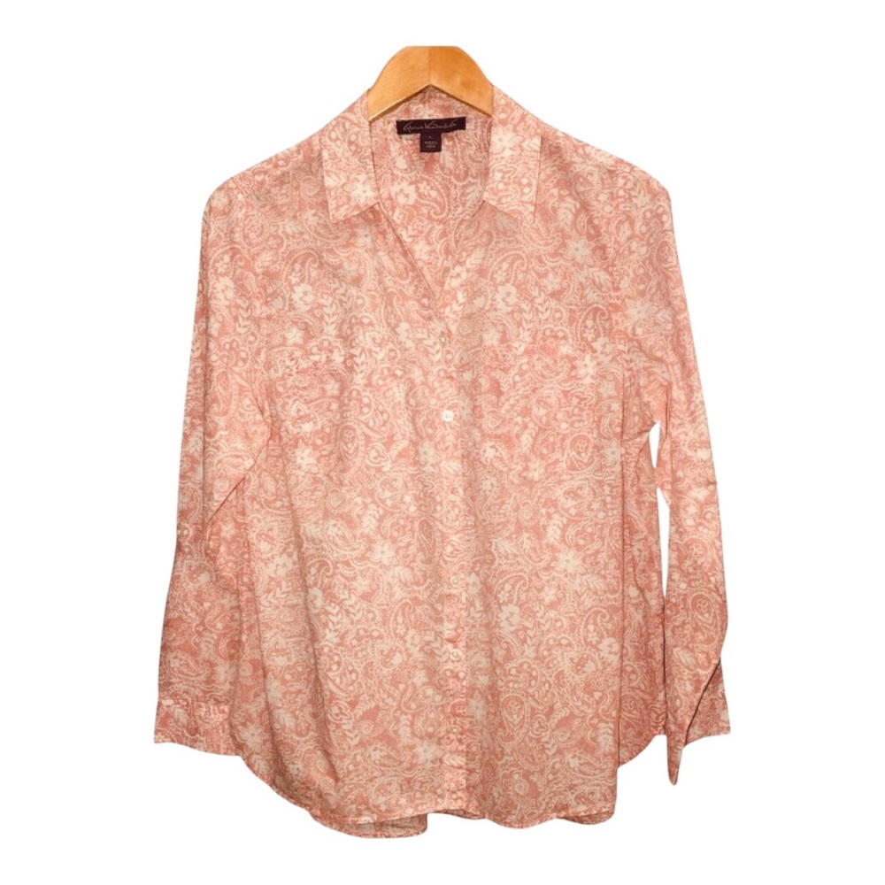 Gloria Vanderbilt Women’s Light Pink / White Paisley Floral Shirt Size Large